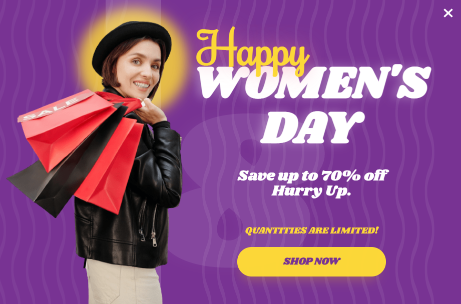 Free Women's Day sale promotion popup