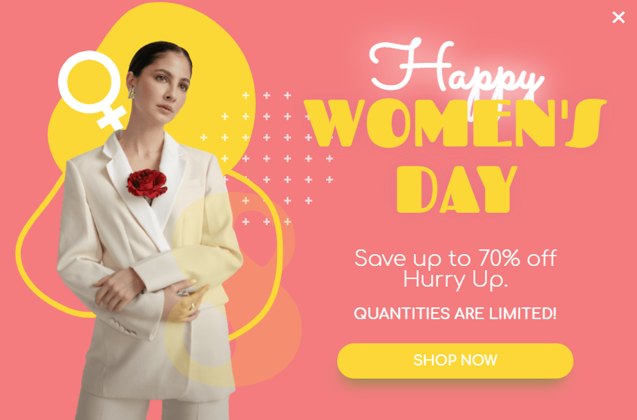 Free Women's Day sale promotion popup