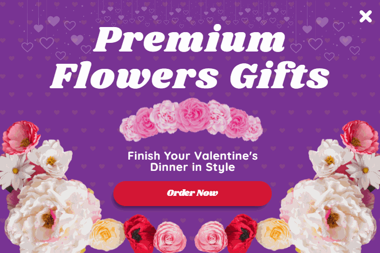 Free Valentine premium flower gifts popup