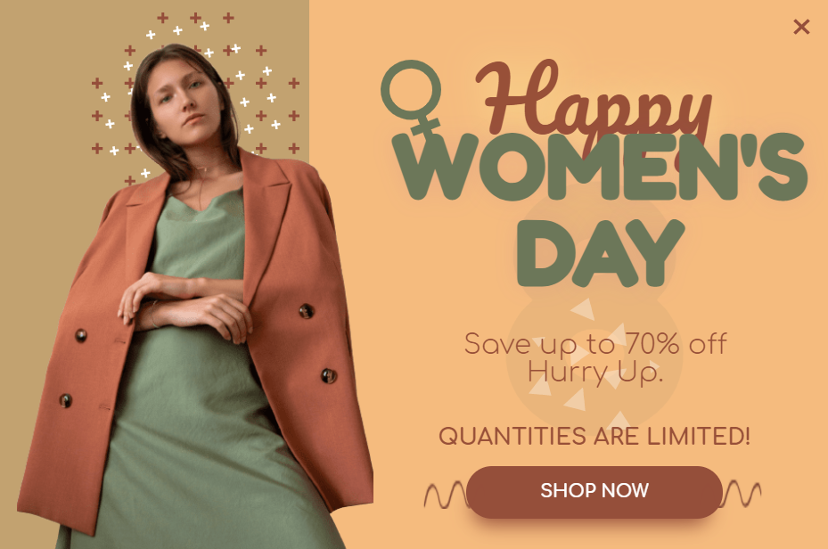 Free Women's Day sale promotion popup