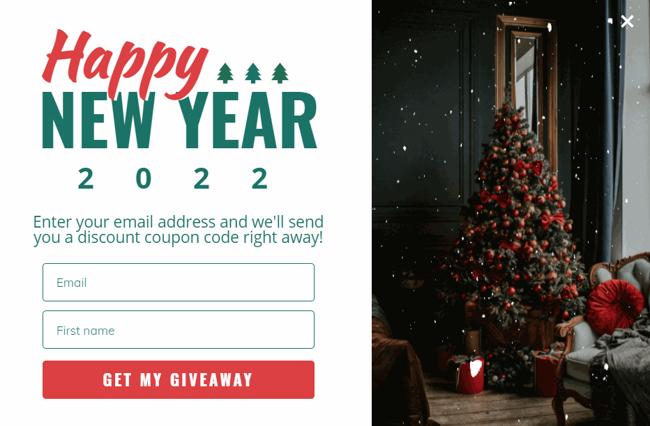 Convert visitors into Customers with New Year 2022 popup design