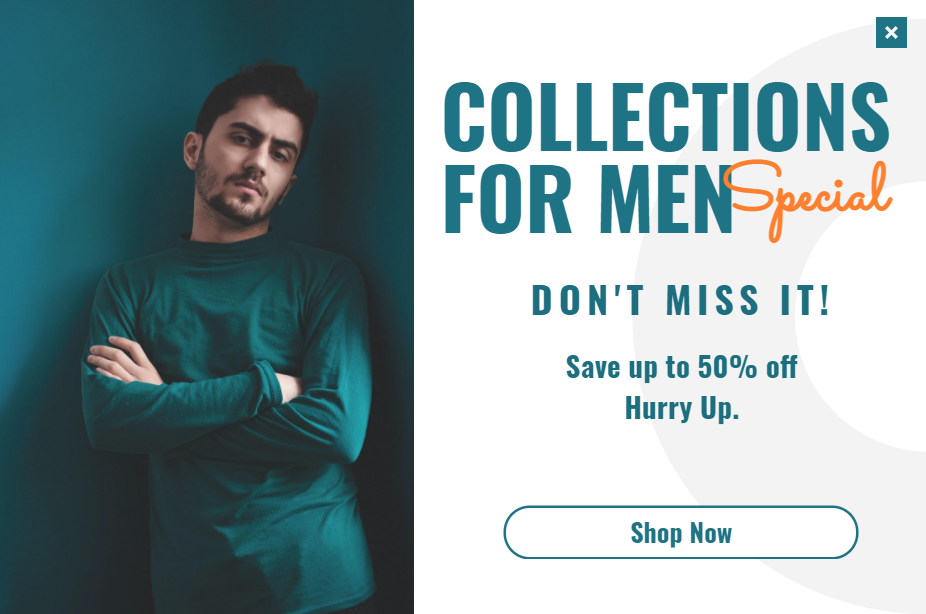 Free Men collection promotion popup