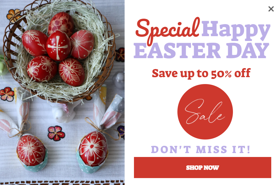 Free Happy Easter promotion popup