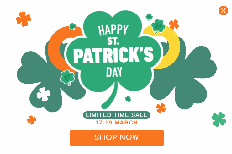 Free Happy st. patrick's day promotion popup