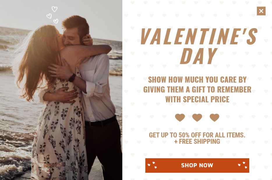 Free Valentine's Day promotion popup