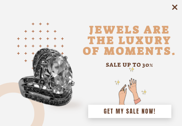 Free Jewels & Luxury promotion popup