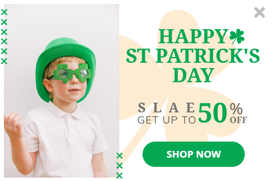 Free St. Patrick's Day promotion popup