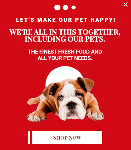 Free Pet Food & Supplements promotion popup