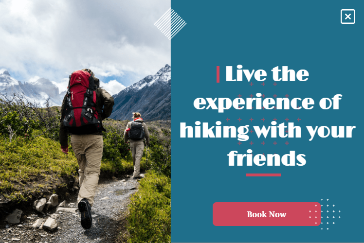 Free Hiking journey booking popup