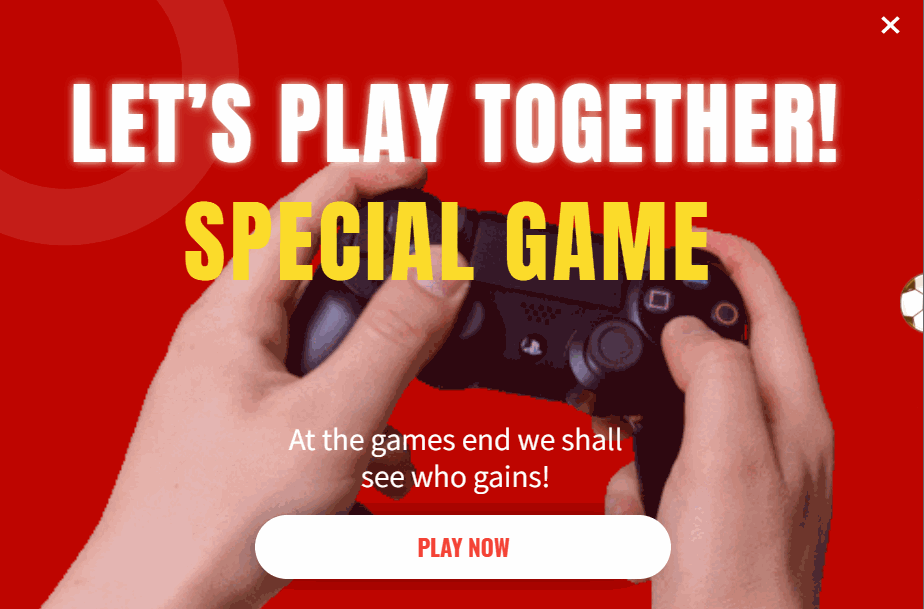 Free Gaming promotion popup