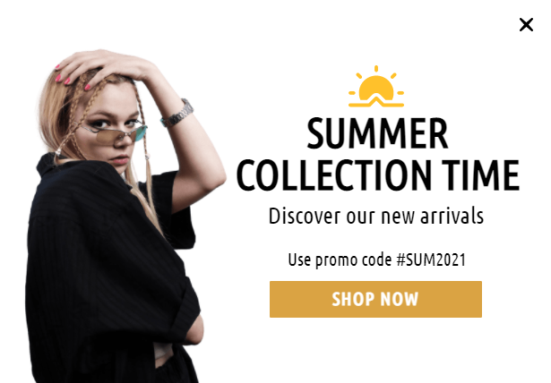 Free summer collection promotion popup