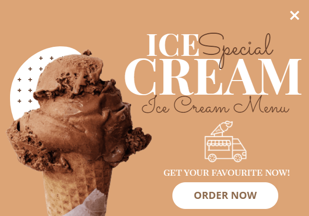 Free Ice Cream promotion popup