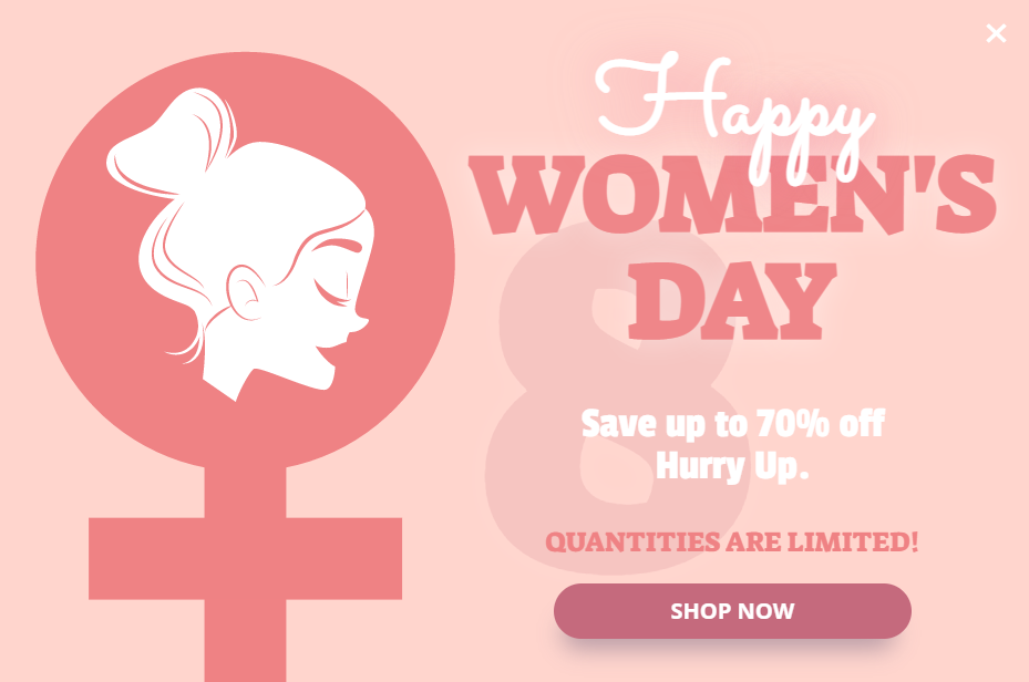 Free Women's Day sale promotion popup