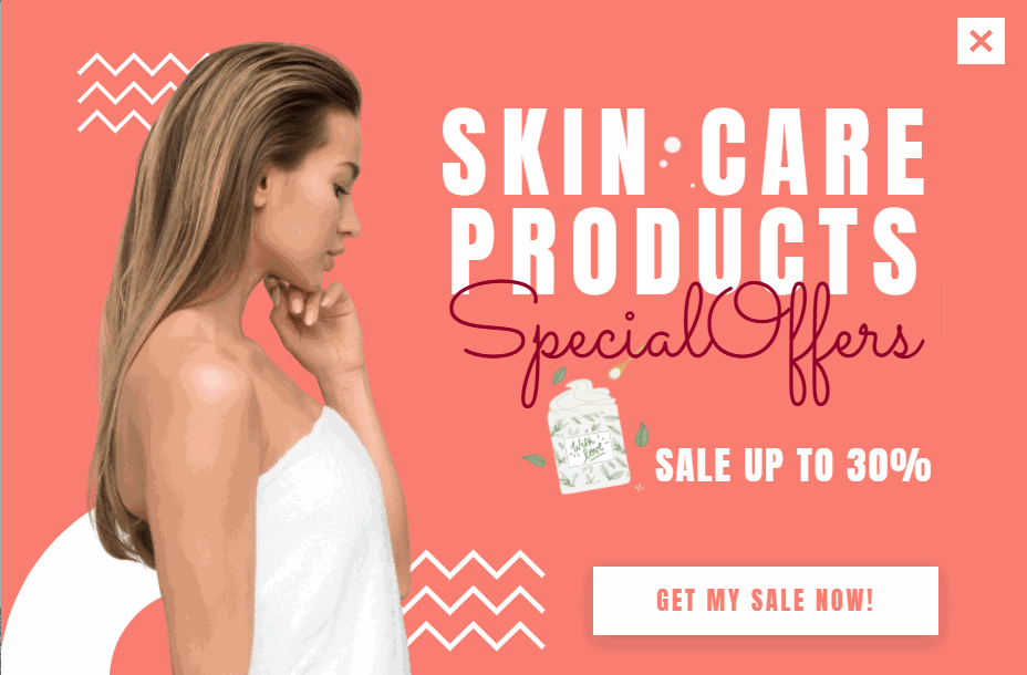 Free Skin Care promotion popup