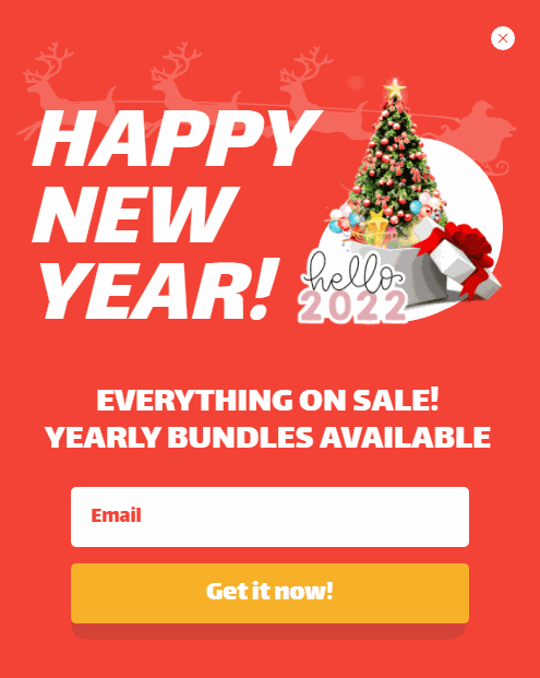 Convert visitors into Customers with New Year 2022 popup design