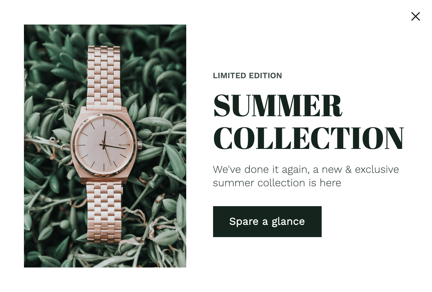 Summer sales, pop-up for watch