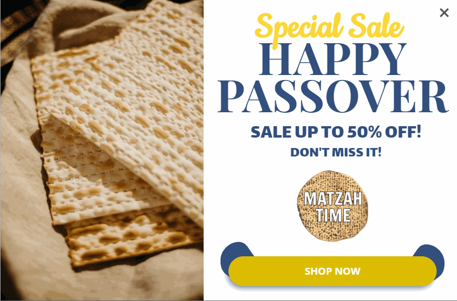 Free Passover Day Promotion popup