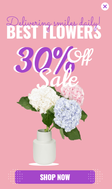 Free Best Flowers promotion popup