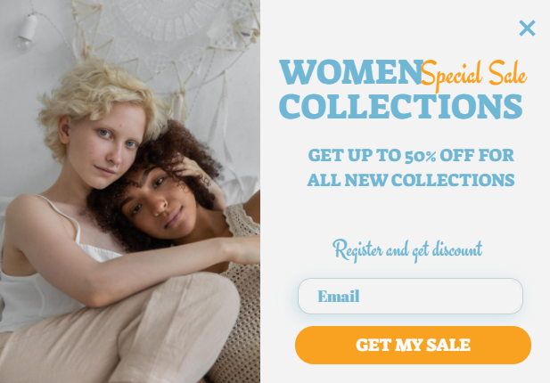 Free Women collection sale popup design