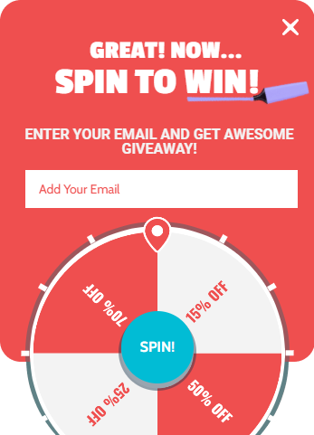 Free Spinner sale modern popup