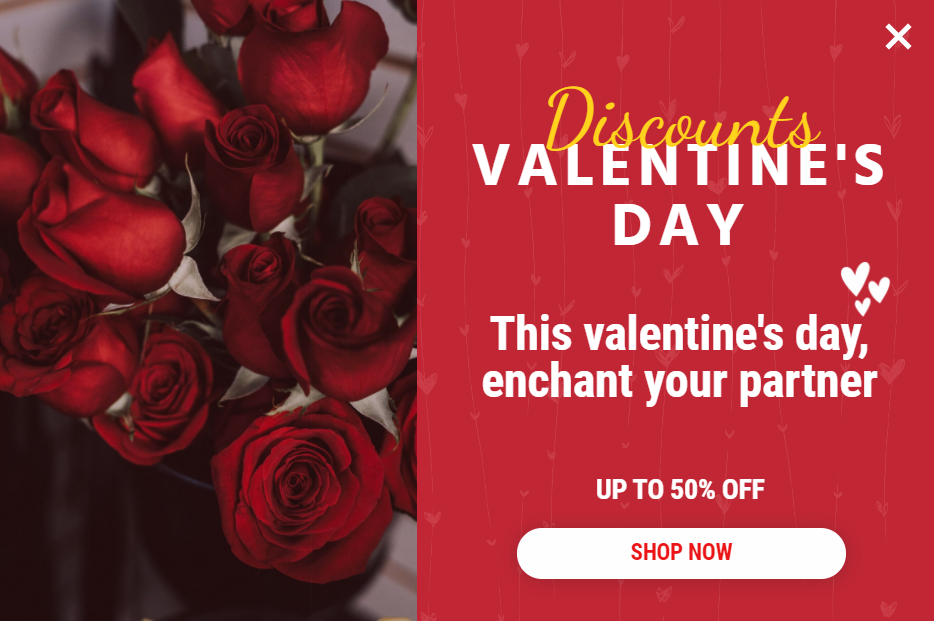 Free Valentine's Day sale promotion popup