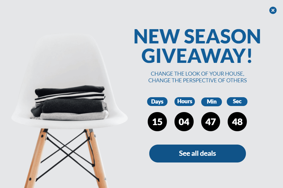 Creative Giveaway countdown design for promoting sales and deals on your website