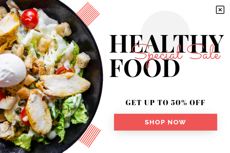 Free Healthy food promotion sale popup