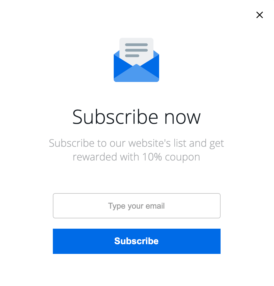 Free Simple blue on white, opt-in popup for getting more  subscribers.