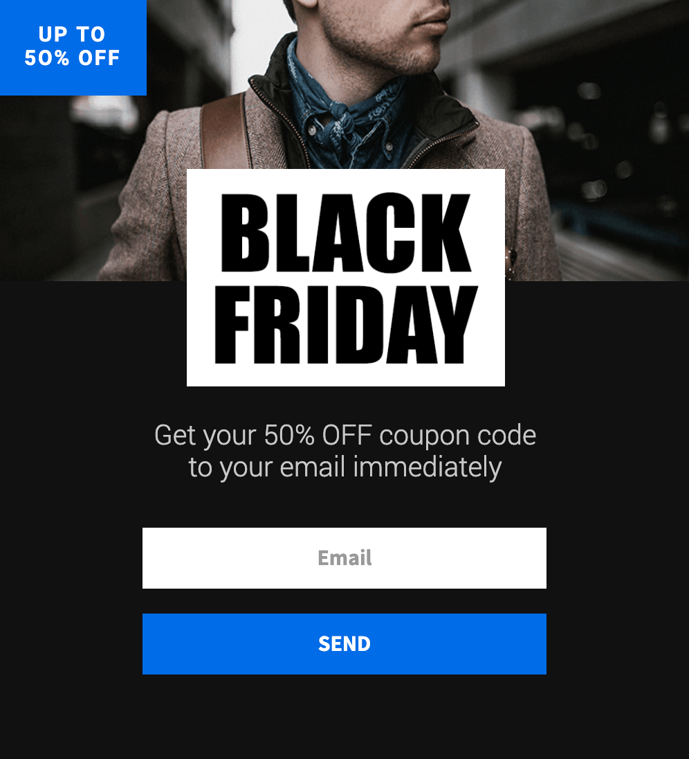 Free Black Friday discount promotion popup