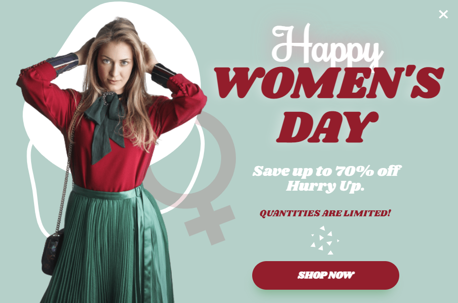 Free Women's Day sale promotion popup