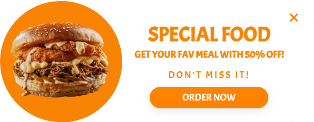 Creative for Special Food for promoting sales and deals on your website