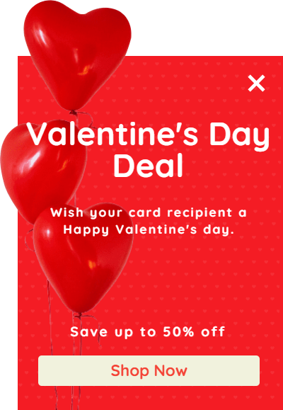 Free Valentine's Day deals popup