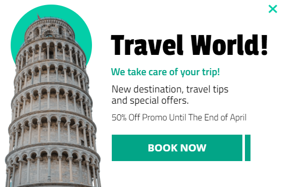 Free Travel world promotion popup