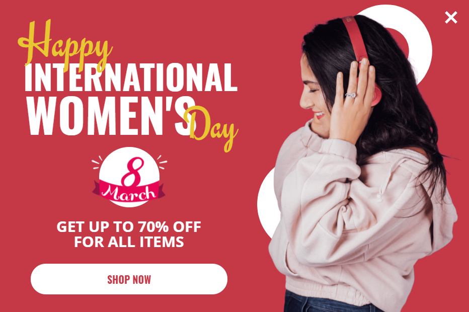 Free Women's Day sale promotion popup