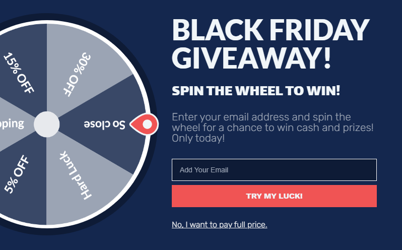 Free Black Friday Giveaway Spinner