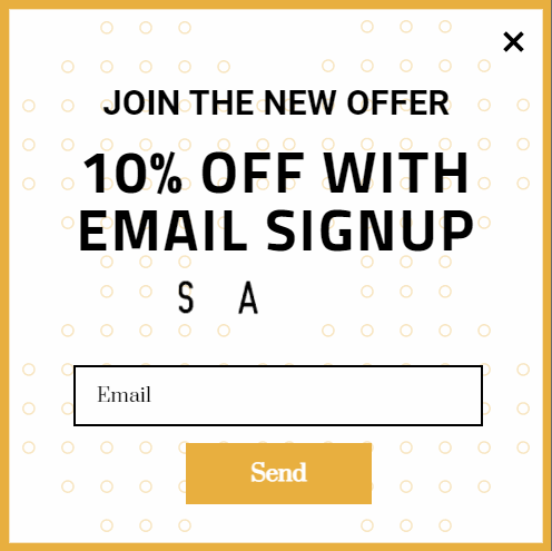 Free Sign-up email with offer popup design