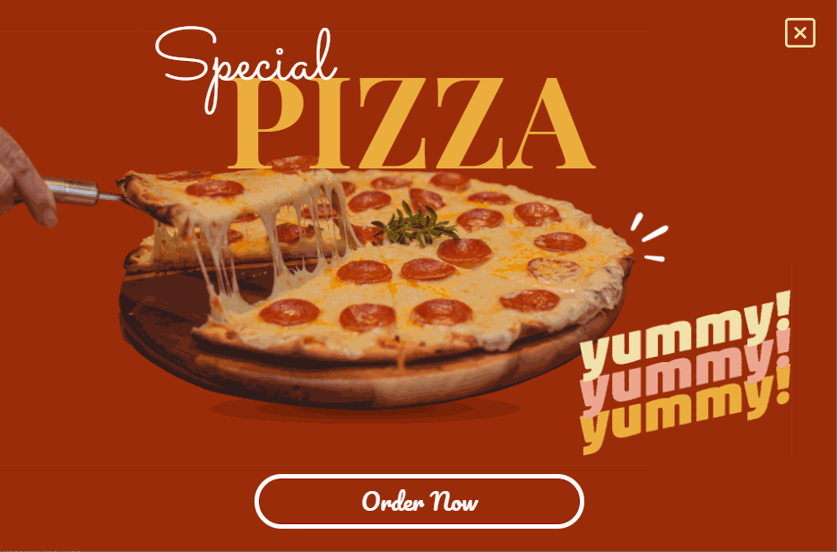 Free Special Pizza promotion popup