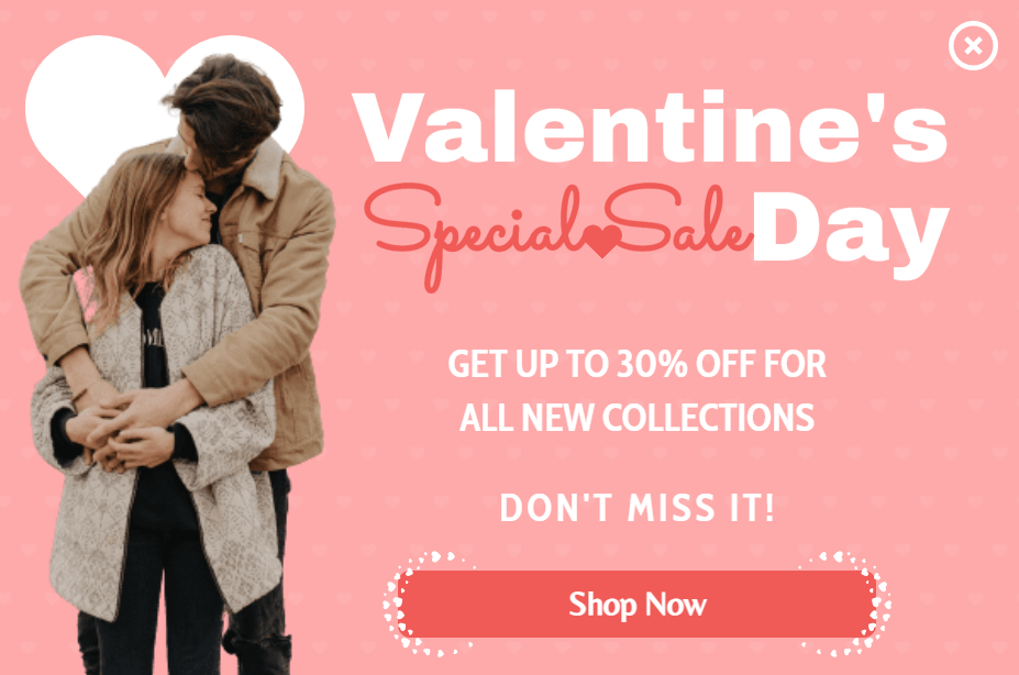 Free Valentine's Day sale popup