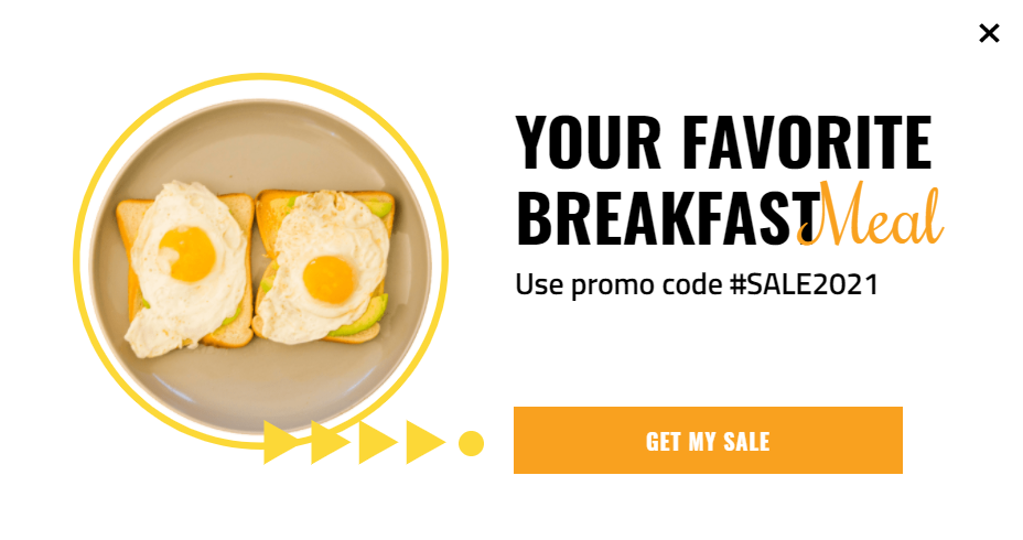 Free Breakfast food promotion popup