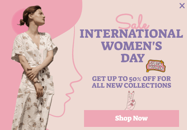 Free Women's Day sale promotion popup