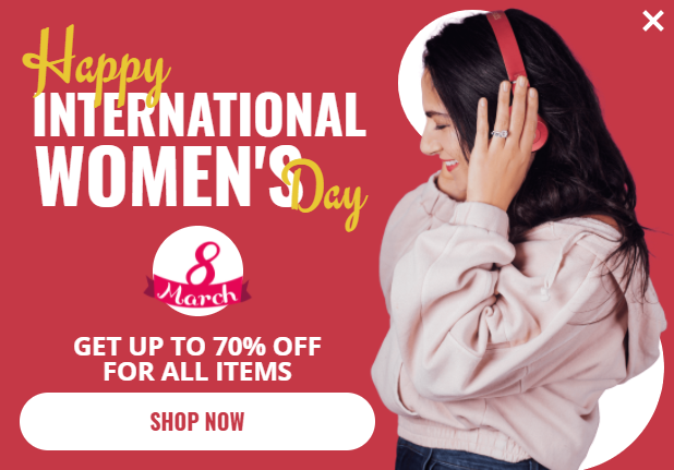 Free Women's Day sale promotion popup