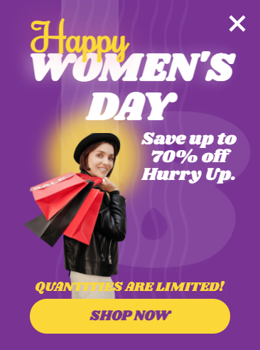 Free Women's Day sale promotion popup