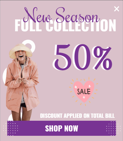 Free New season sale promotion popup