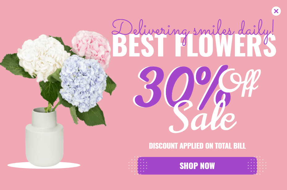 Free Best Flowers promotion popup