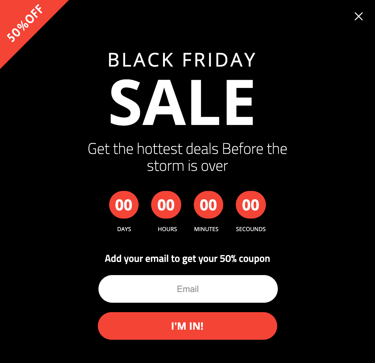 Free Black Friday sales sales promotion popup