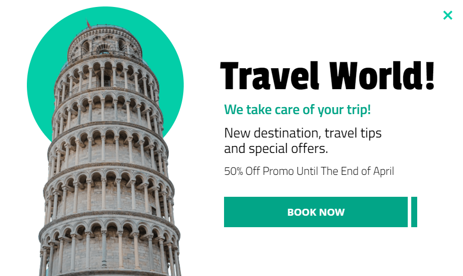 Free Travel world promotion popup