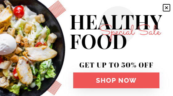 Free Healthy food promotion sale popup