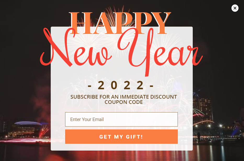 Convert visitors into Customers with New Year 2022 popup design