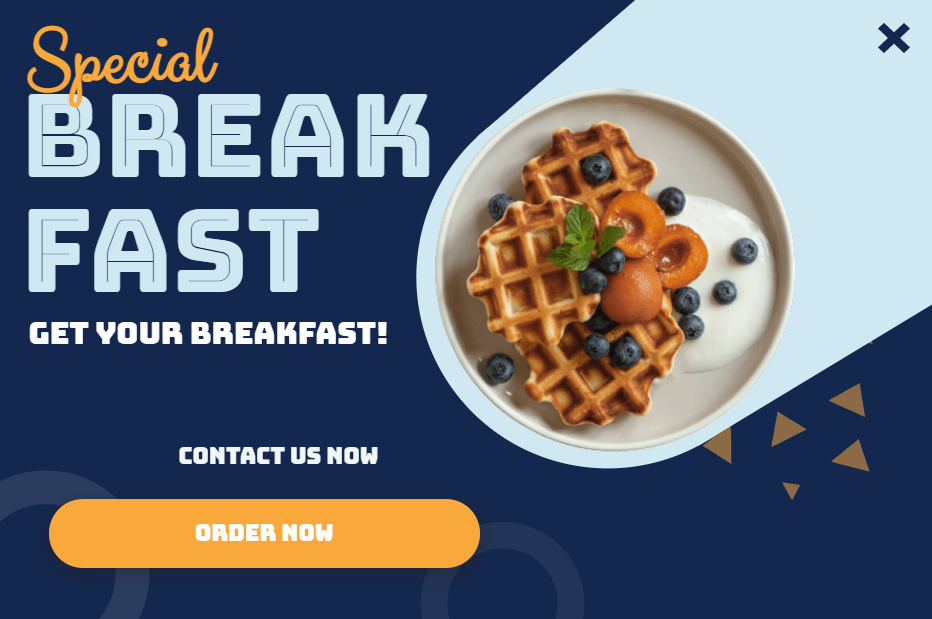 Free Breakfast food promotion popup