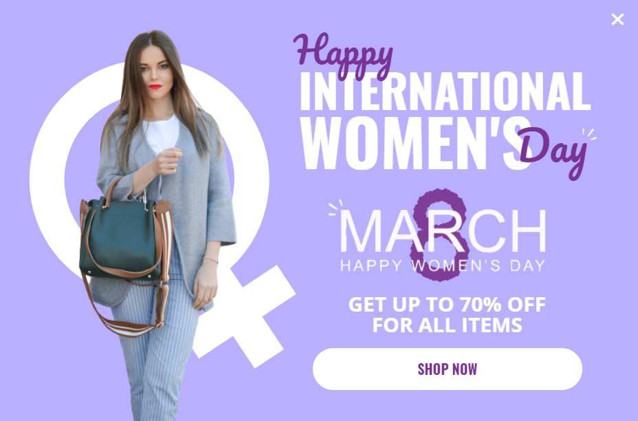 Free Women's Day sale promotion popup